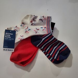 Old Navy Men's Quarter Crew Socks - Red, Blue, and White